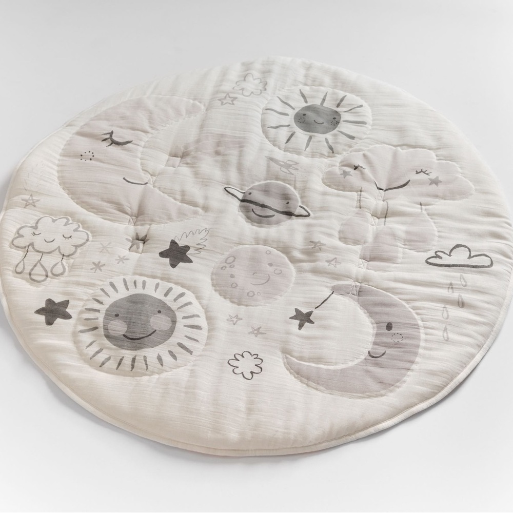 Pottery Barn Kids Skye Moon & Stars Muslin Travel Play Mat Baby‎ Neutral